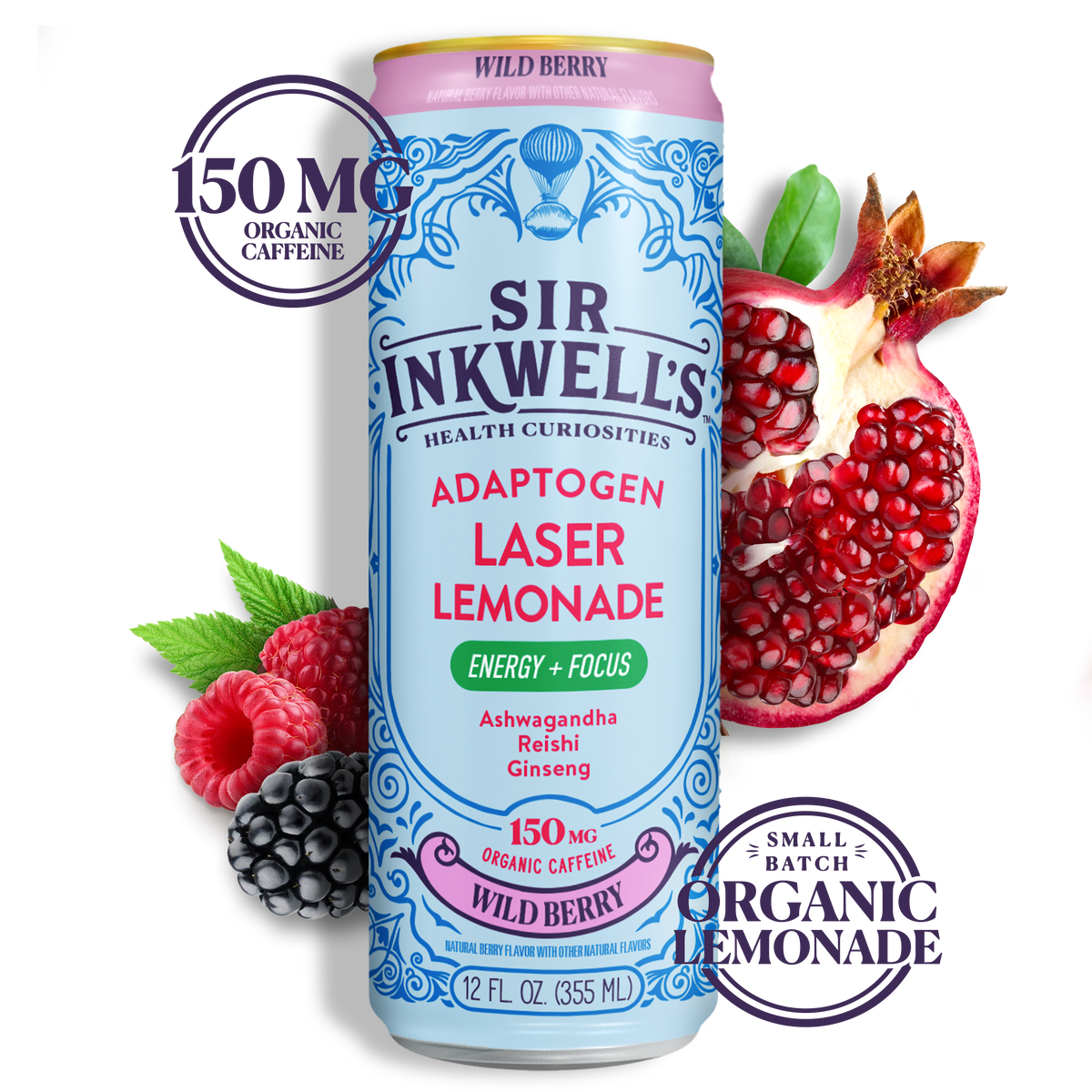 Adaptogen Infused Wild Berry Laser Lemonade (12 Cans) – Sir Inkwell's