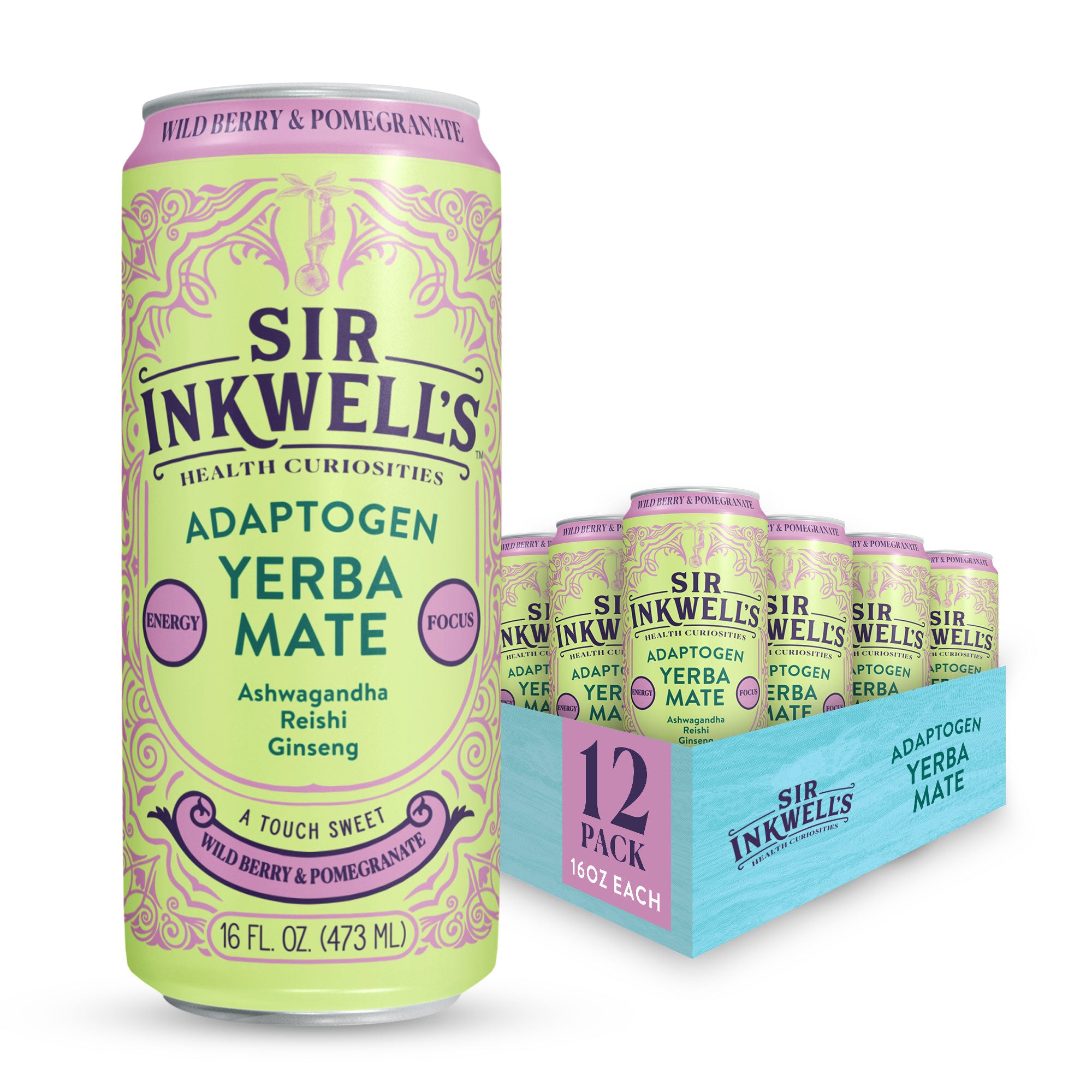 Adaptogen Infused Wild Berry & Pomegranate Yerba Mate (12 Cans)