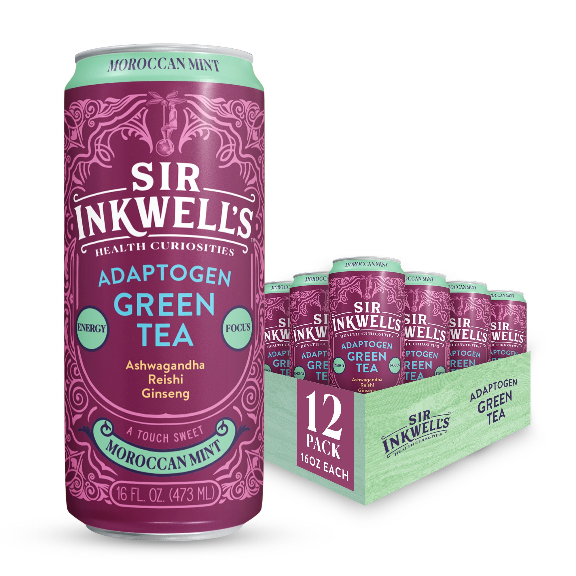 Adaptogen Infused Moroccan Mint Green Tea (12 Cans)