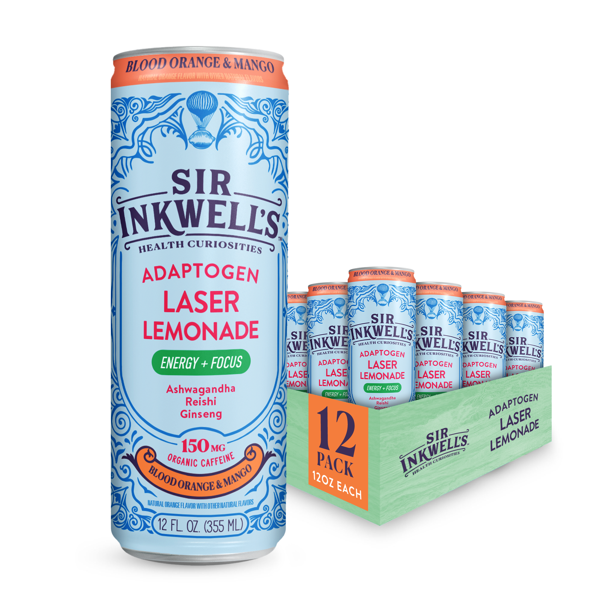 Adaptogen Infused Blood Orange & Mango Laser Lemonade (12 Cans
