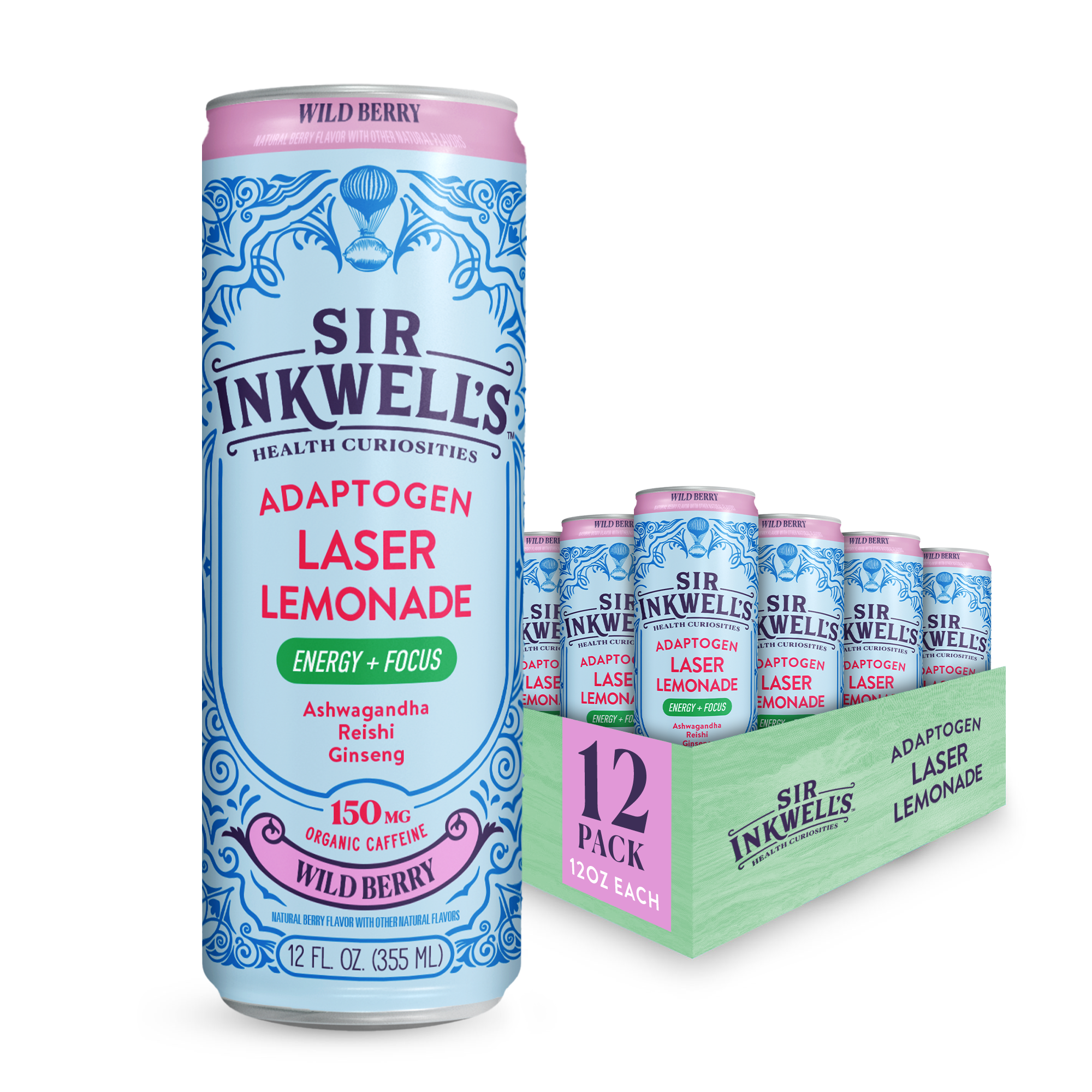 Adaptogen Infused Wild Berry Laser Lemonade (12 Cans) – Sir Inkwell's