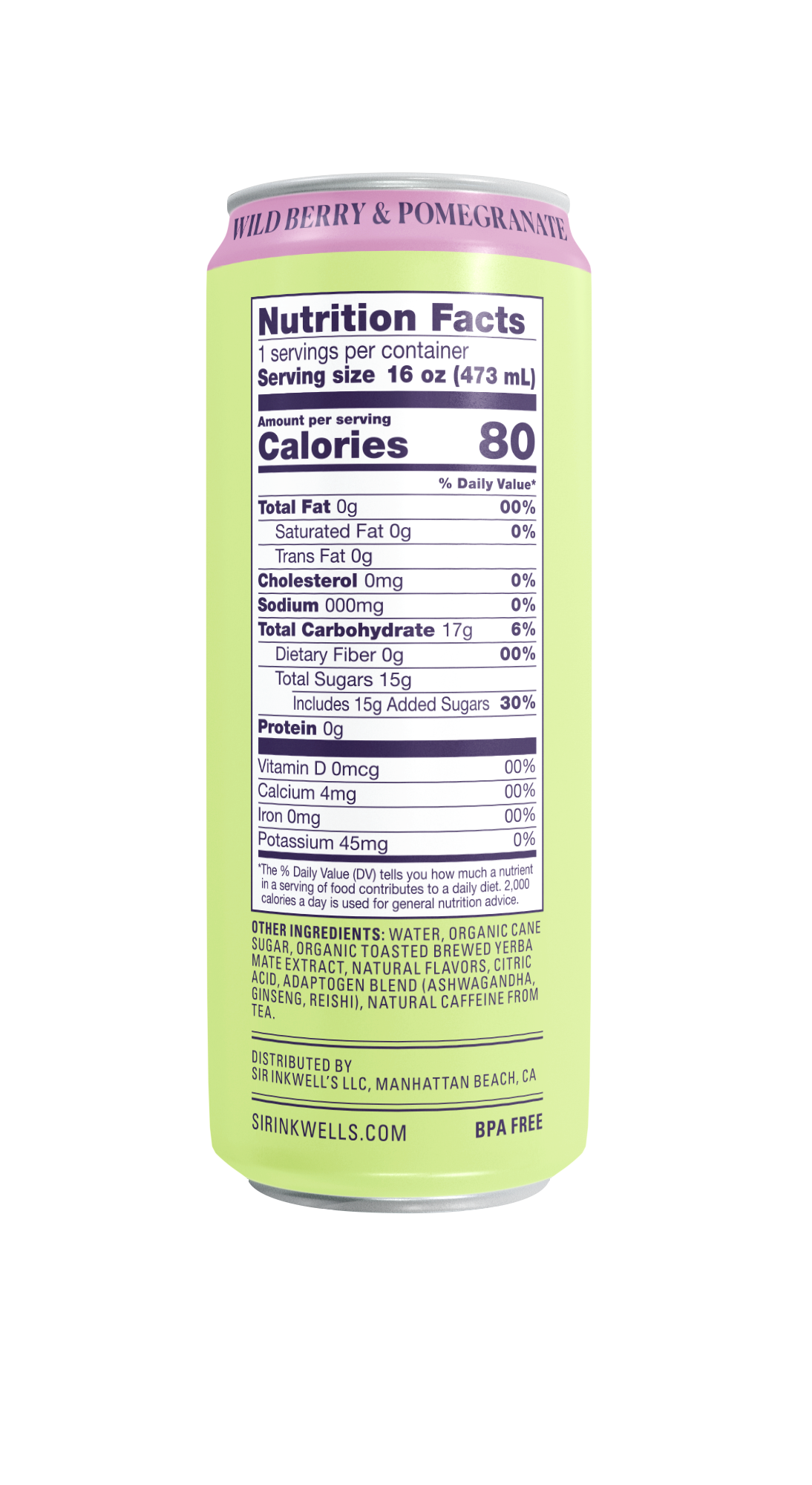 Adaptogen Infused Wild Berry & Pomegranate Yerba Mate (12 Cans)