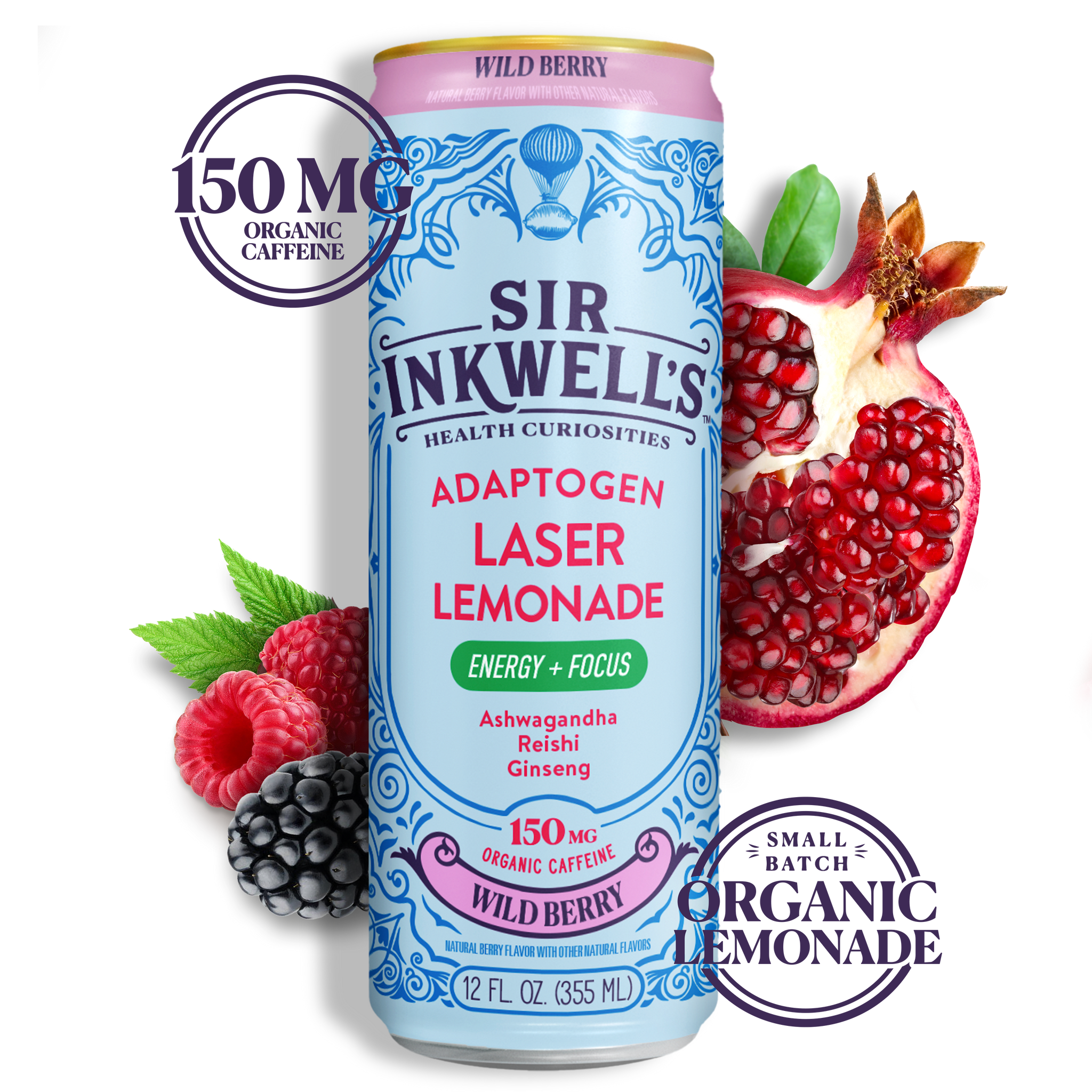 Adaptogen Infused Wild Berry Laser Lemonade (12 Cans) – Sir Inkwell's